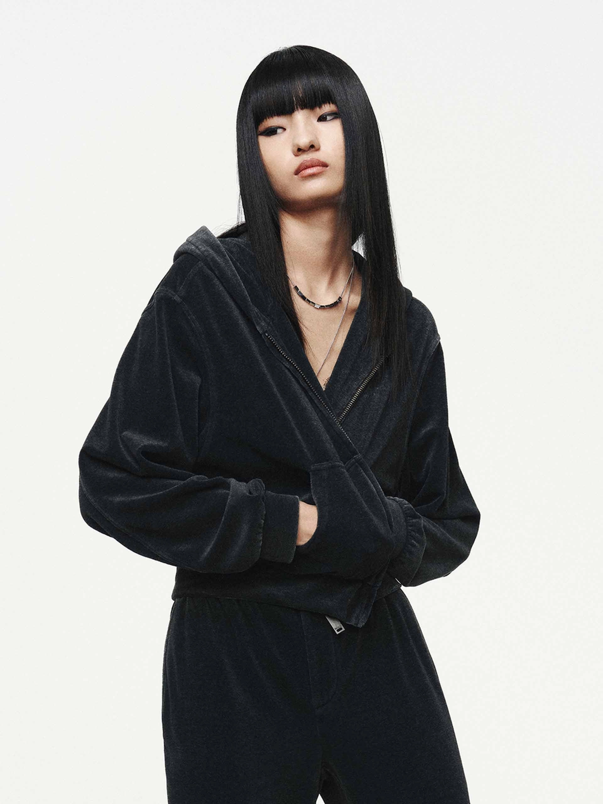 Multi Pocket System Cropped Hooded Jacket