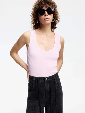 Scoop Neck Knitted Tank Bamboo Derived Material UV protection coating