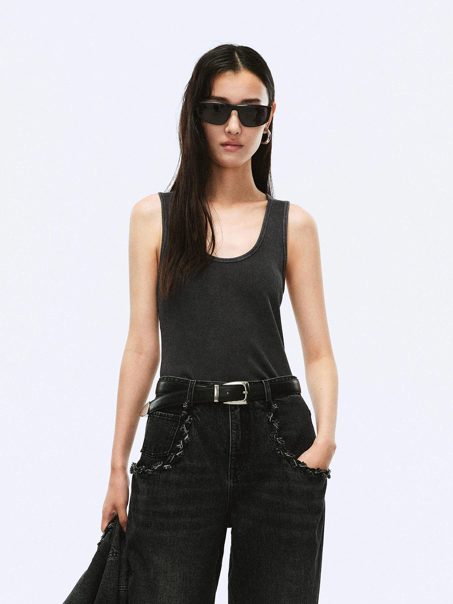 Scoop Neck Knitted Tank LayeredDurability Soft Inner Lining
