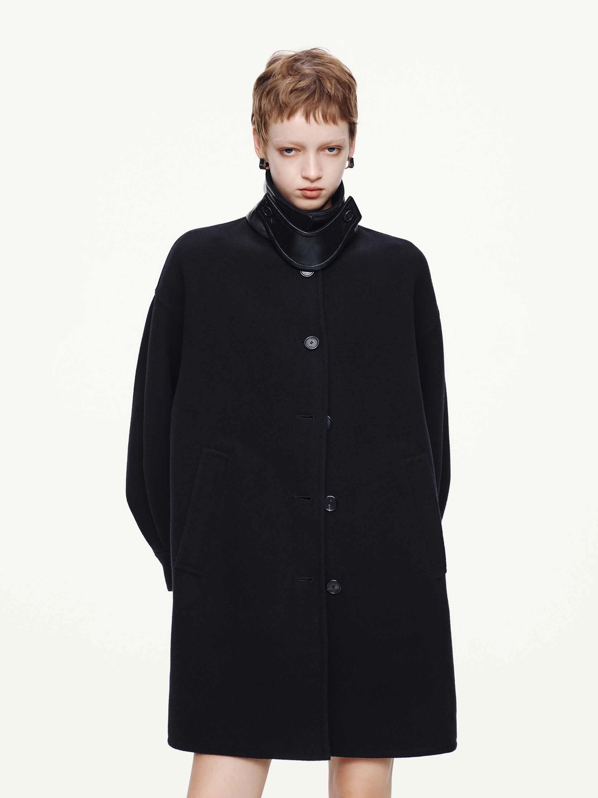 Effortless Layer Removable Collar Wool Coat