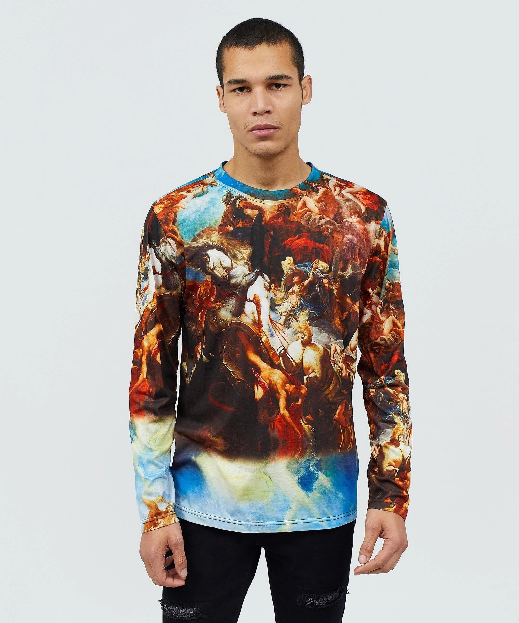 Renaissance Allover Print Long Sleeve Tee Light Fabric