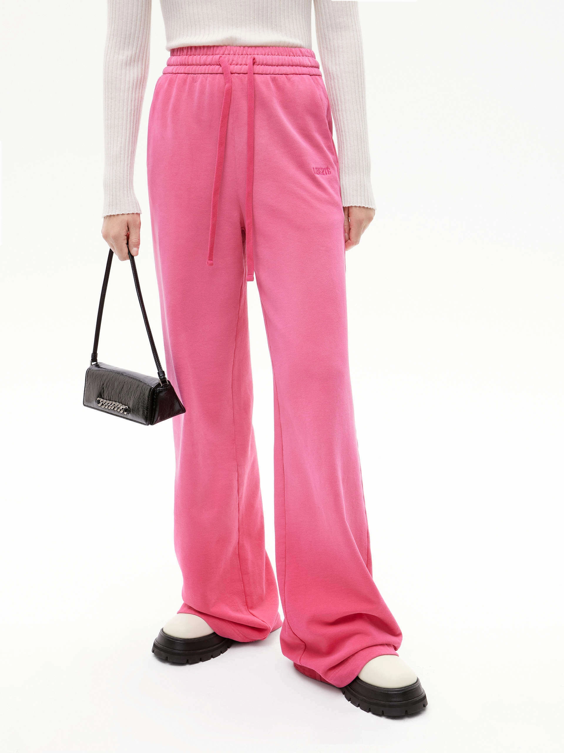 Retro Drawstring Waist Pants Lightweight Fabric High Stretch Fit