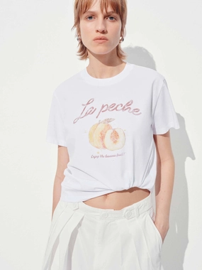 spandex blend Fruit Pattern Cotton T-shirt