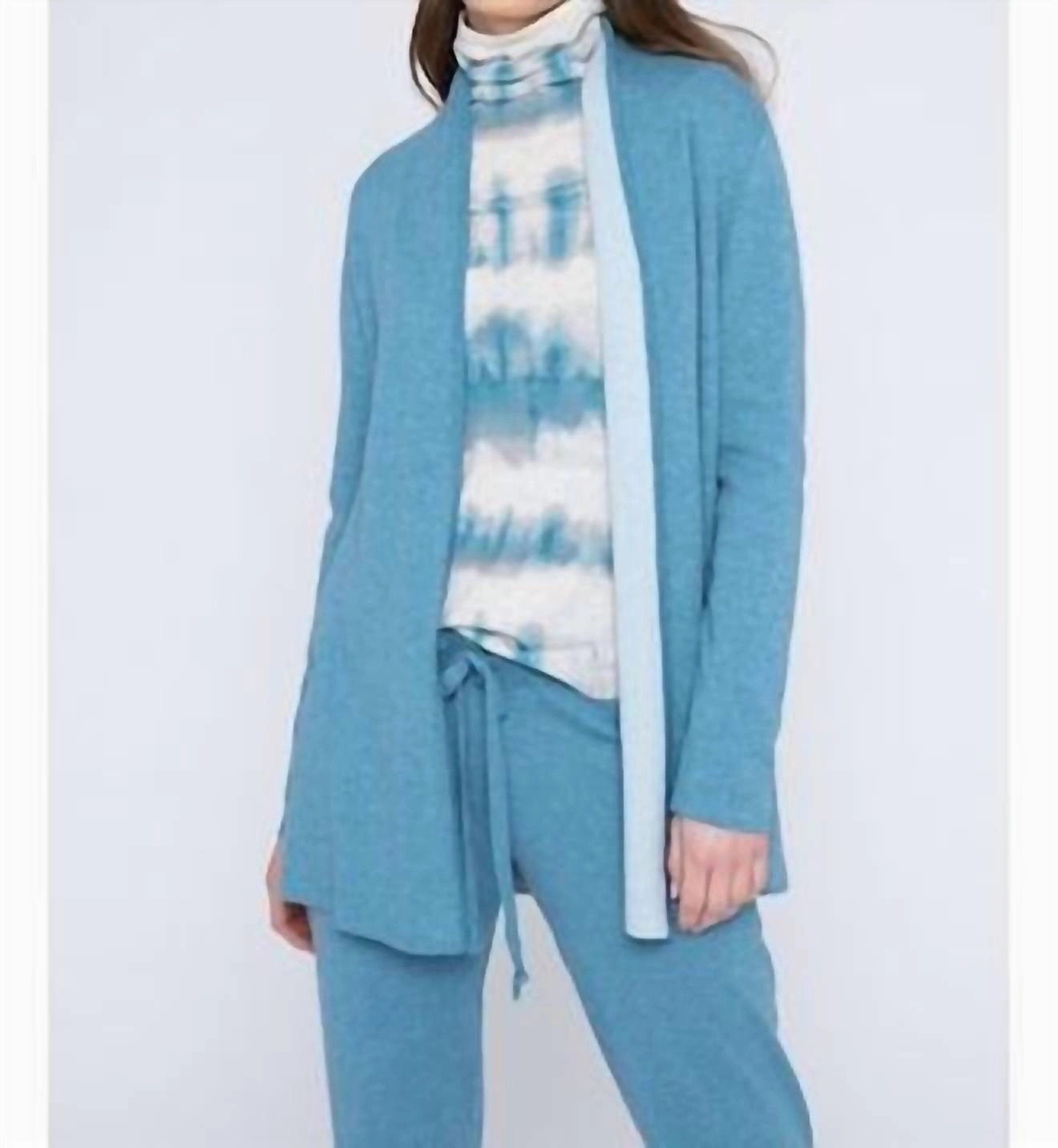 Reversible Drape Cardigan In Seine/haze Relaxed Fit Winter Comfort