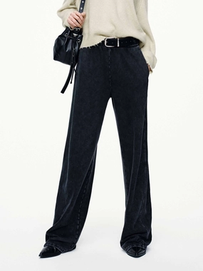 Structured fabric Rhinestone Barrel Leg Trousers