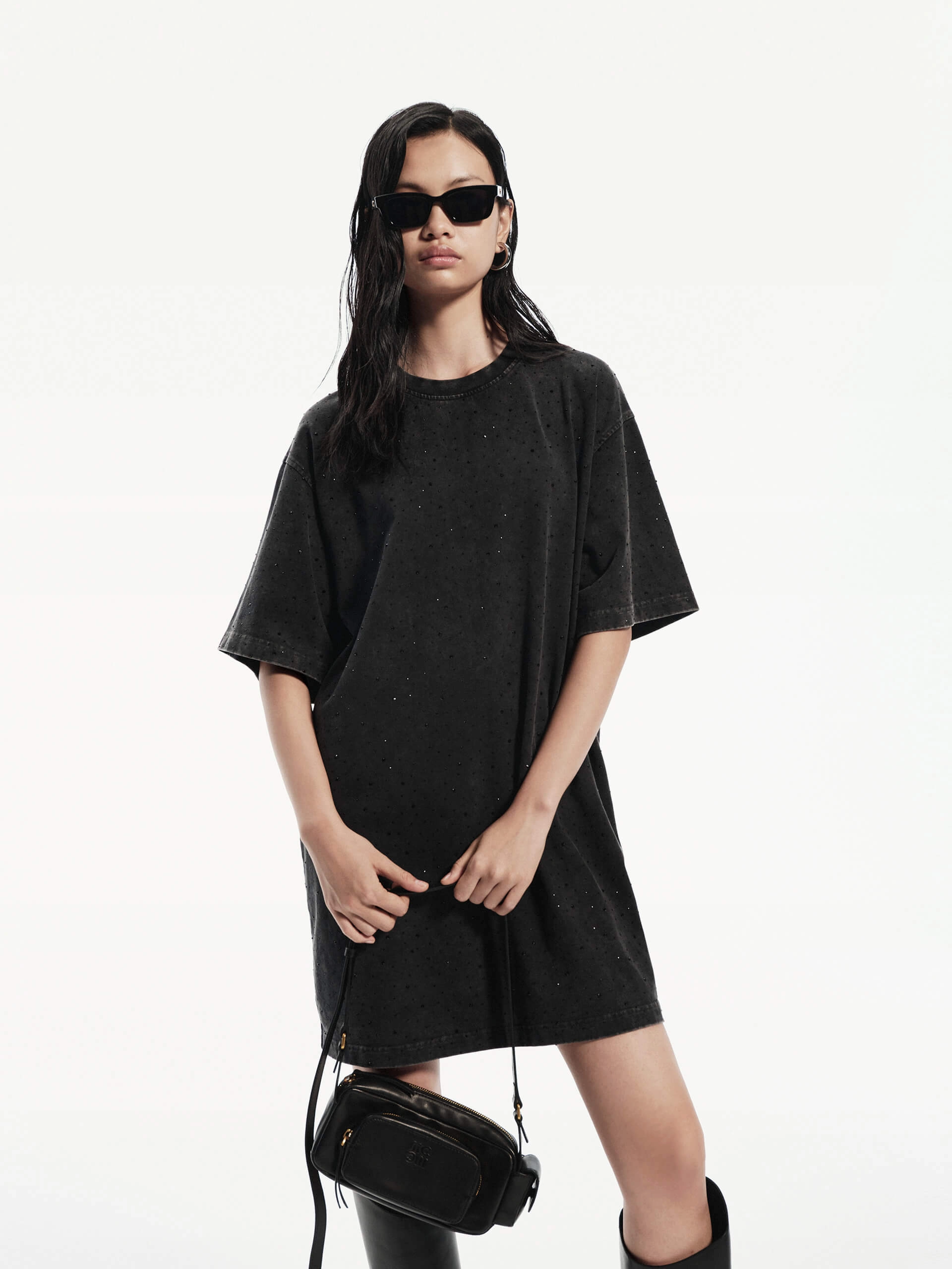 Fluid Shape Formal Aura Rhinestone Detail Tee Dress