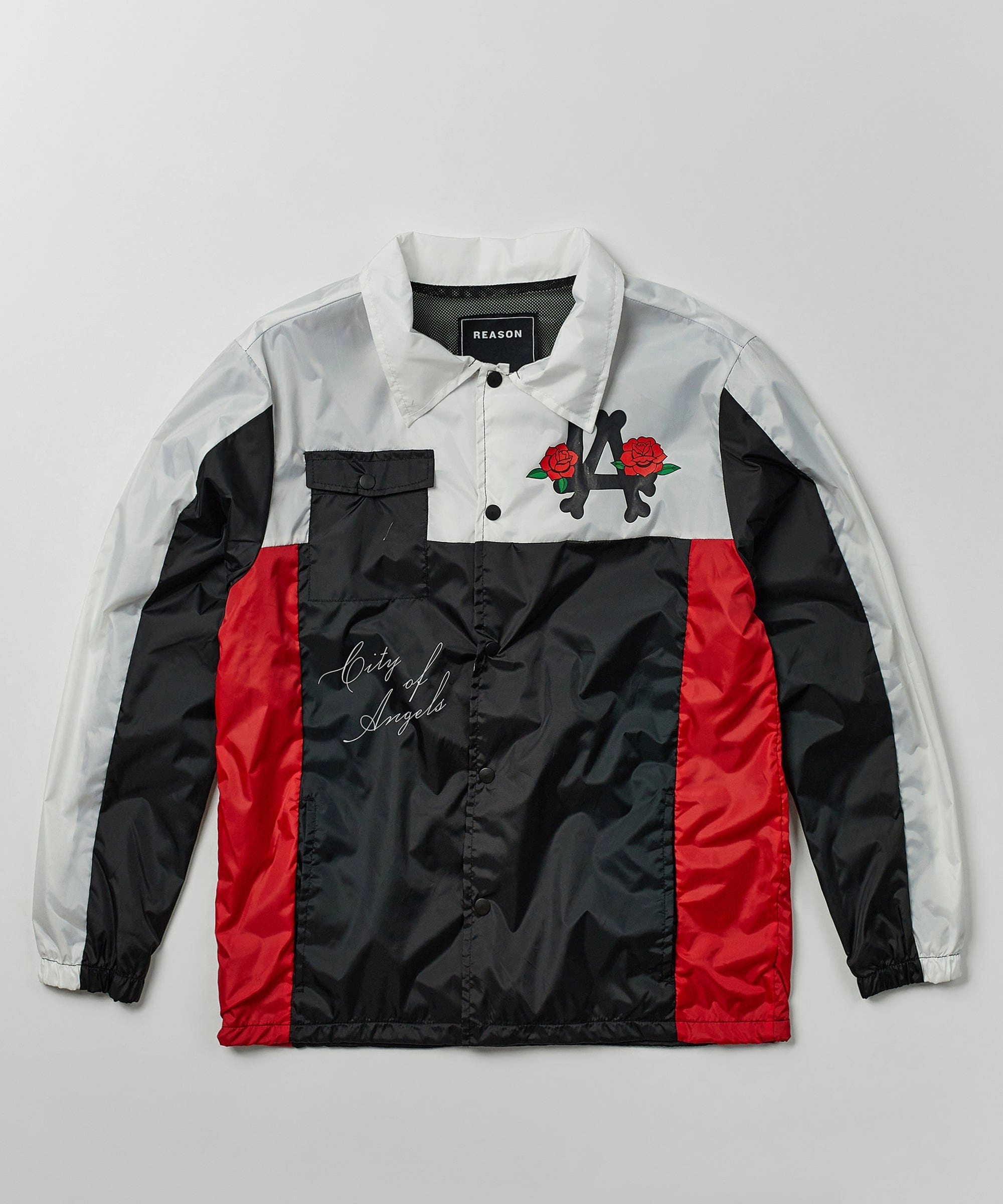 Wrinkle Free Texture Matte Fabric Los Angeles Coaches Jacket - Black
