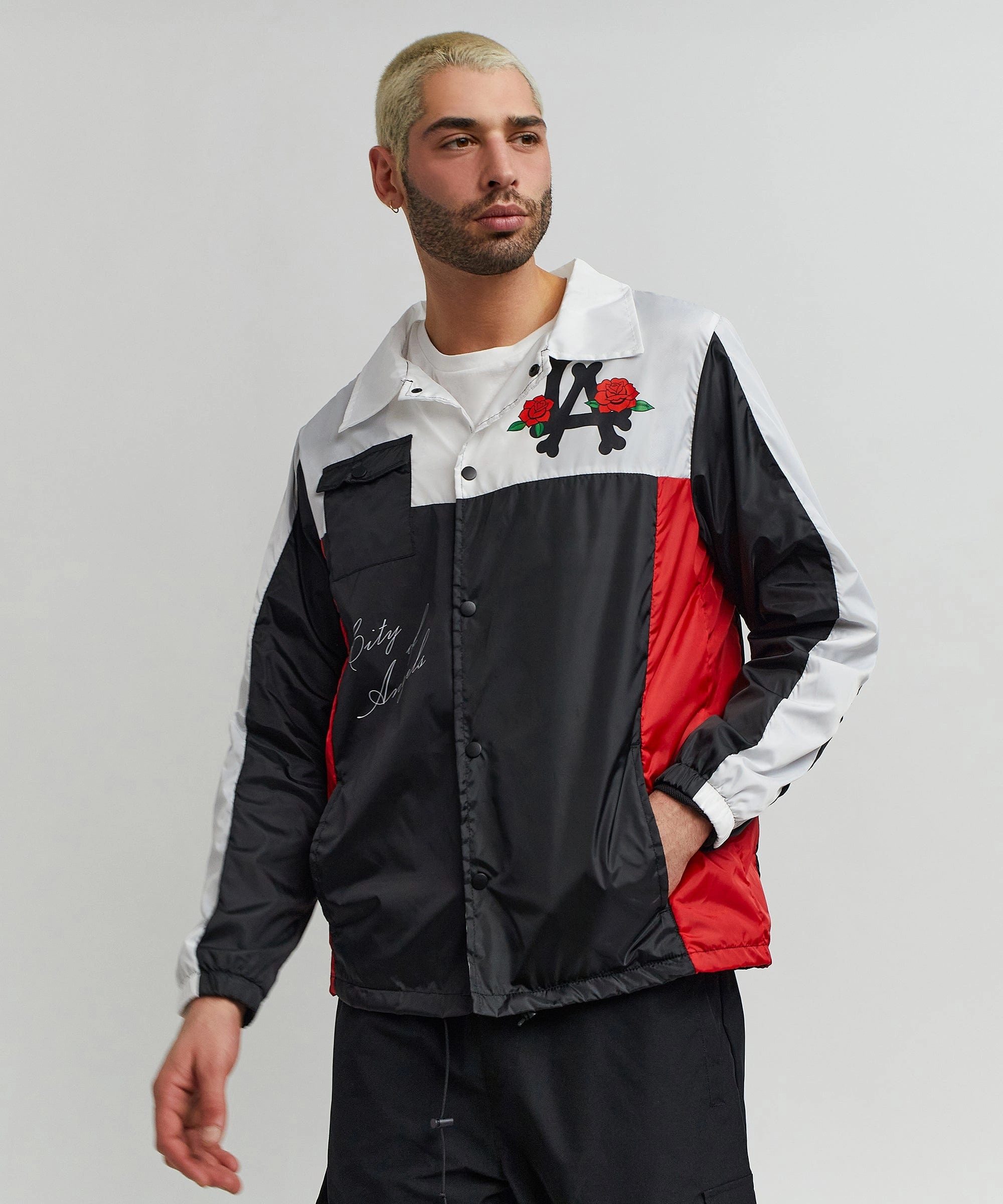 Practical Everyday Fit Los Angeles Coaches Jacket - Black