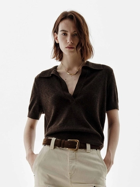 Antimicrobial Finish Short Sleeves V-neck Sweater