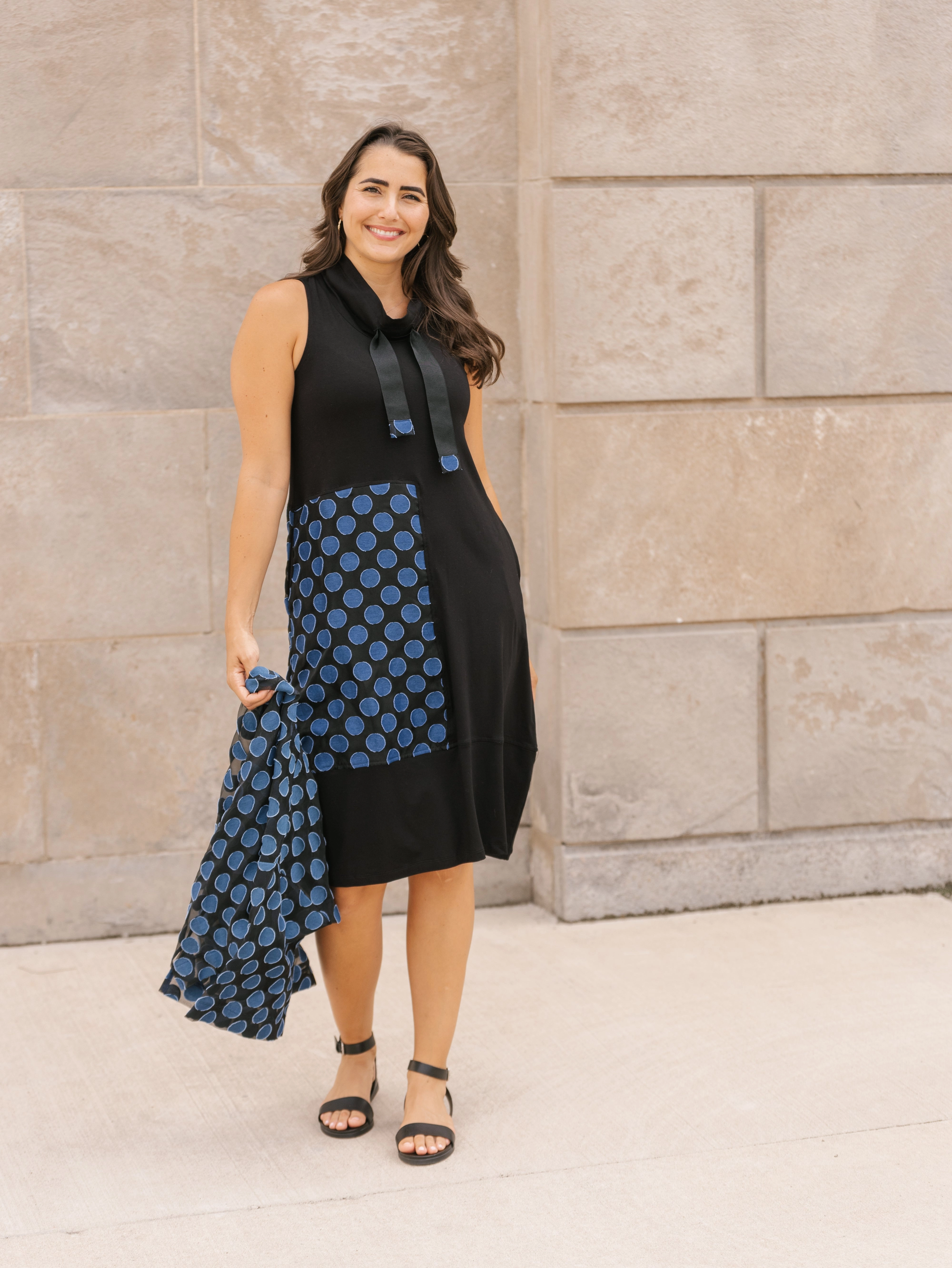 Linen blend Edgy Look Ribbon Dress