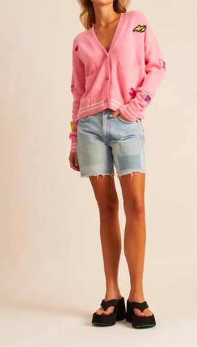 Comfortable Layer Riley Cardigan In Peony Patchwork