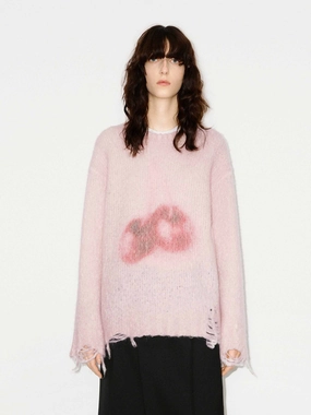 Ripped Detail Fluffy Sweater FadeResistant Finish