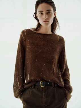 Ripped Detail Sequin Sweater Reversible design