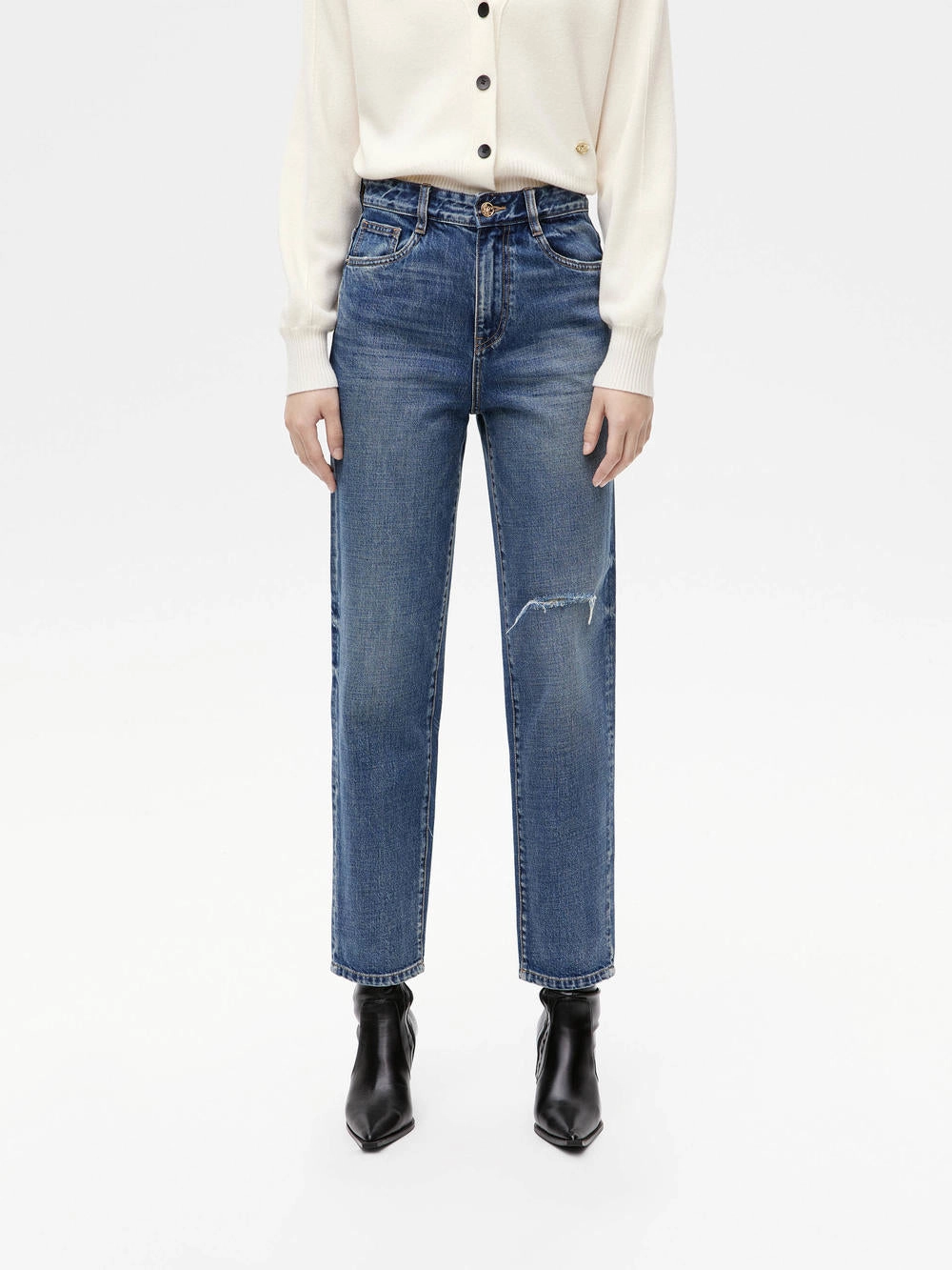 Autumn Days Unisex Wear Teen Outfit Ripped Detail Tapered Jeans