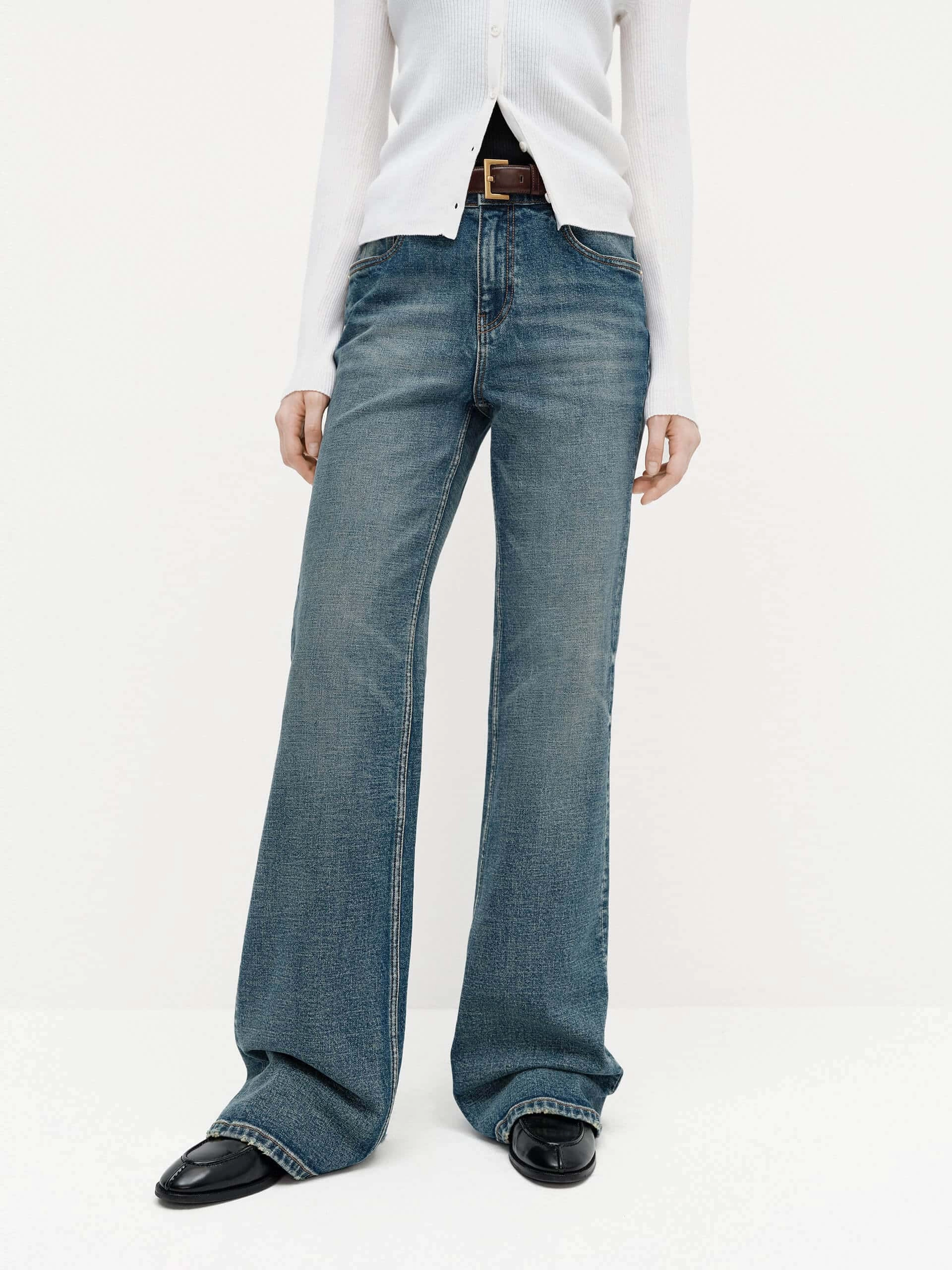 Ripped Hem Cotton Jeans Creative Look Elegant Road Trip