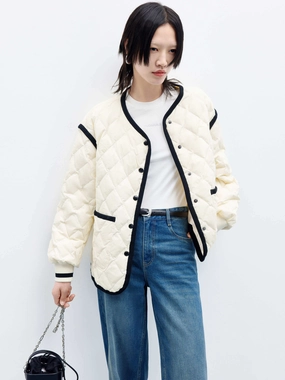 Eco Friendly Contrast trim Quilted Shell Jacket
