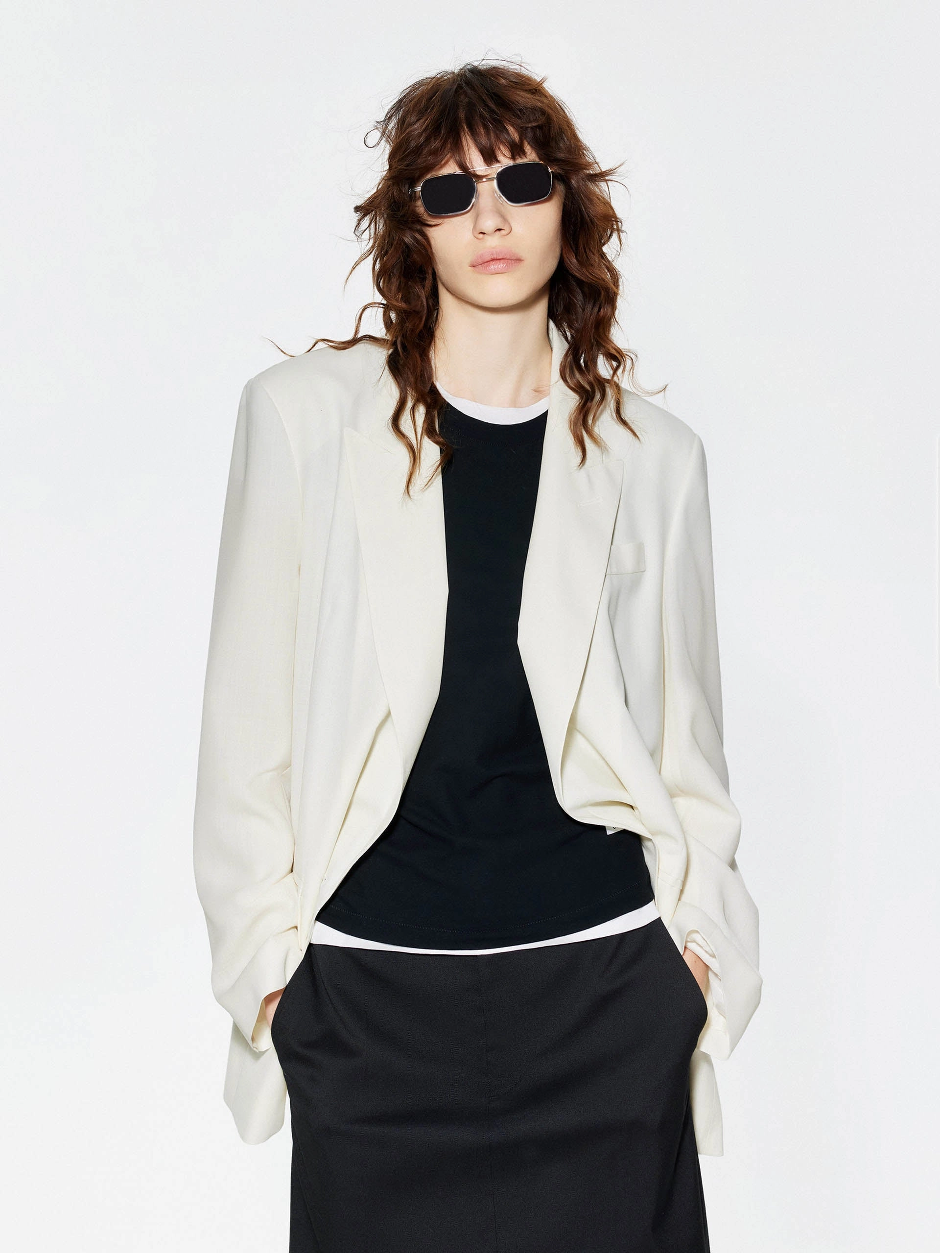 WaterResistantCoating Water Resistant Coat Peak Lapel Structured Blazer