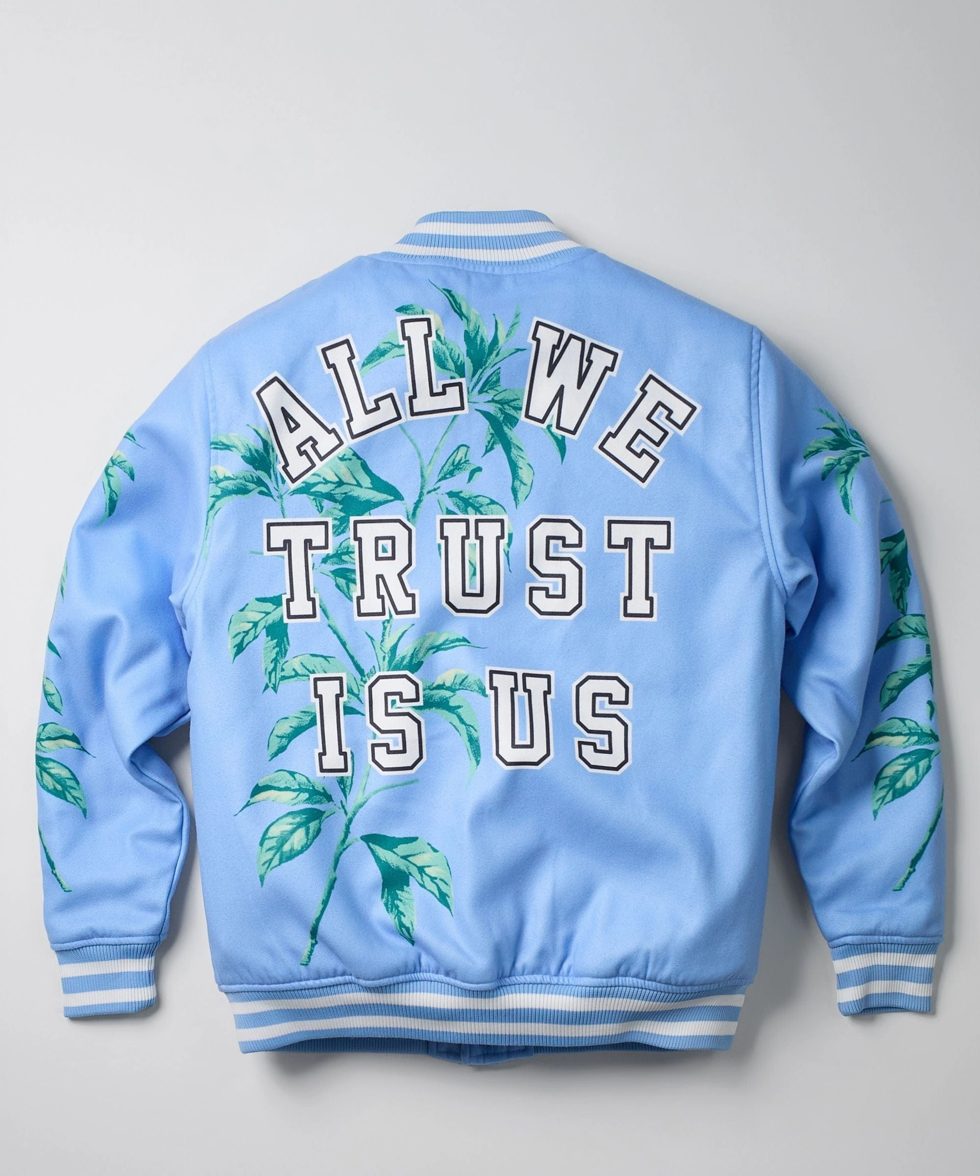 Shawl Lapel Dove Wool Varsity Jacket - Light Blue