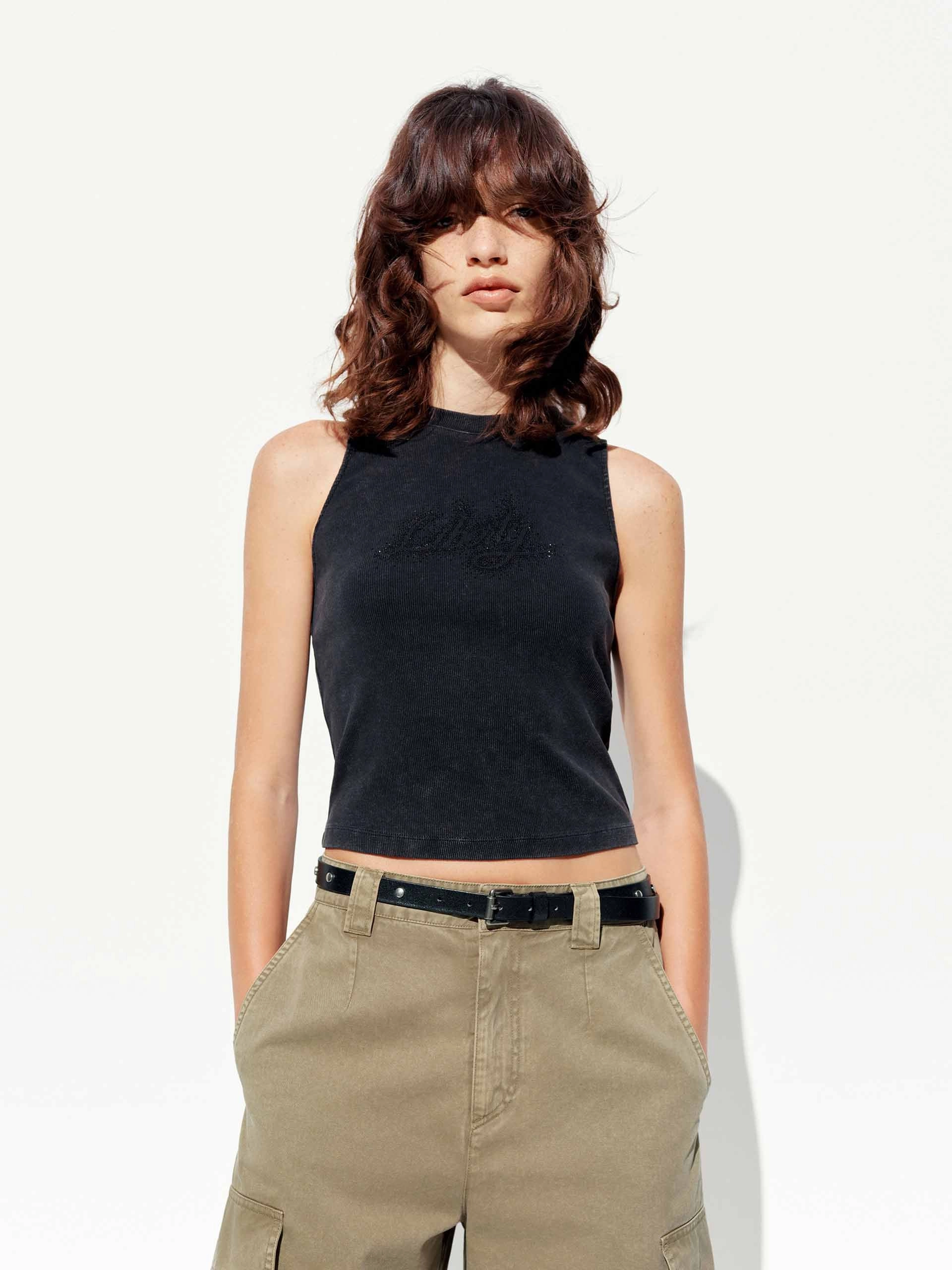 Sleeveless Tee Letter Printed Tank Top