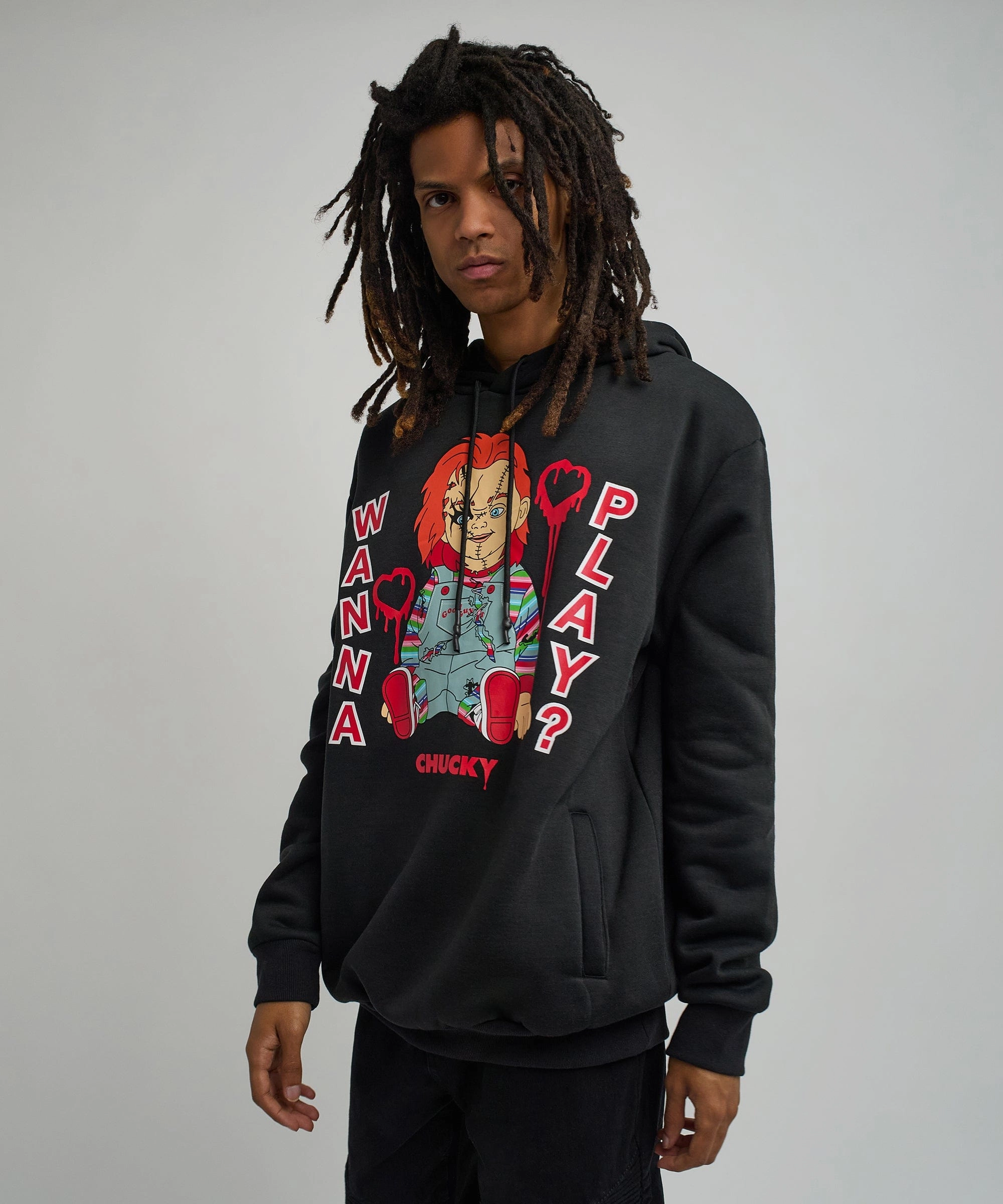 SelfFabric Binding Chucky Blocks Graphic Print Hoodie