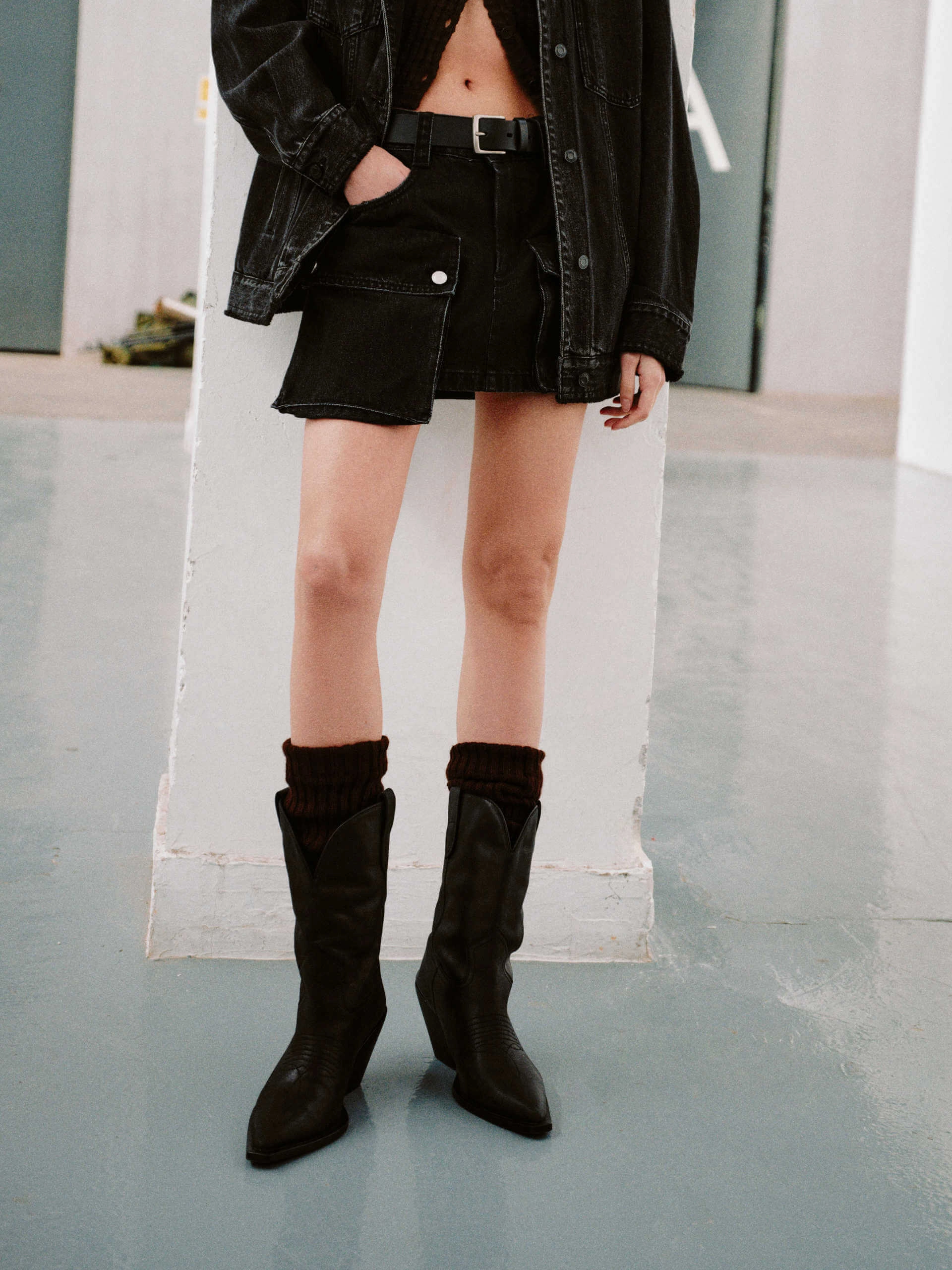Mesh Lined Cargo Pocket Mini Skirt