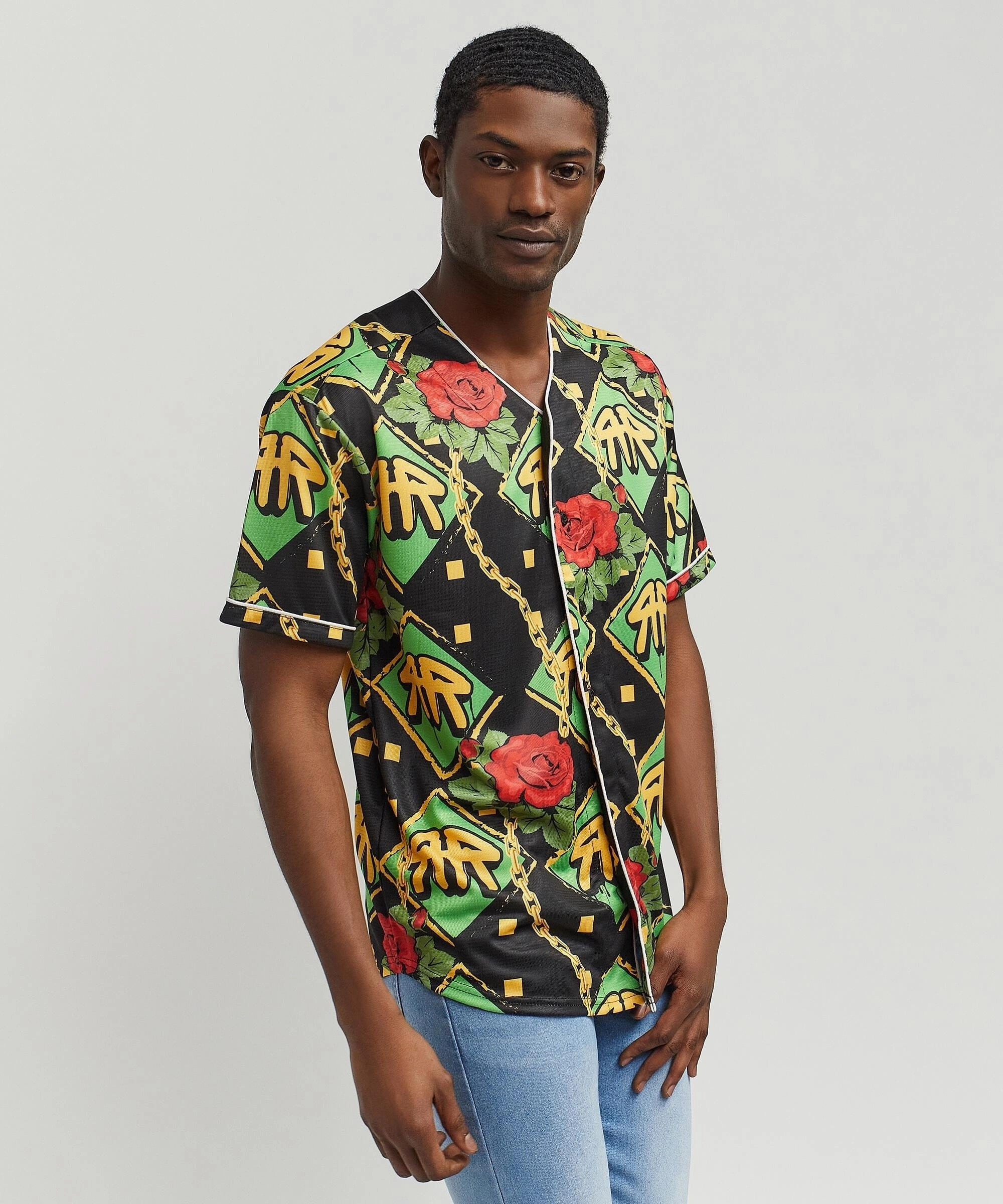 Rose Fantasy Baseball Jersey Four Way Stretch Material