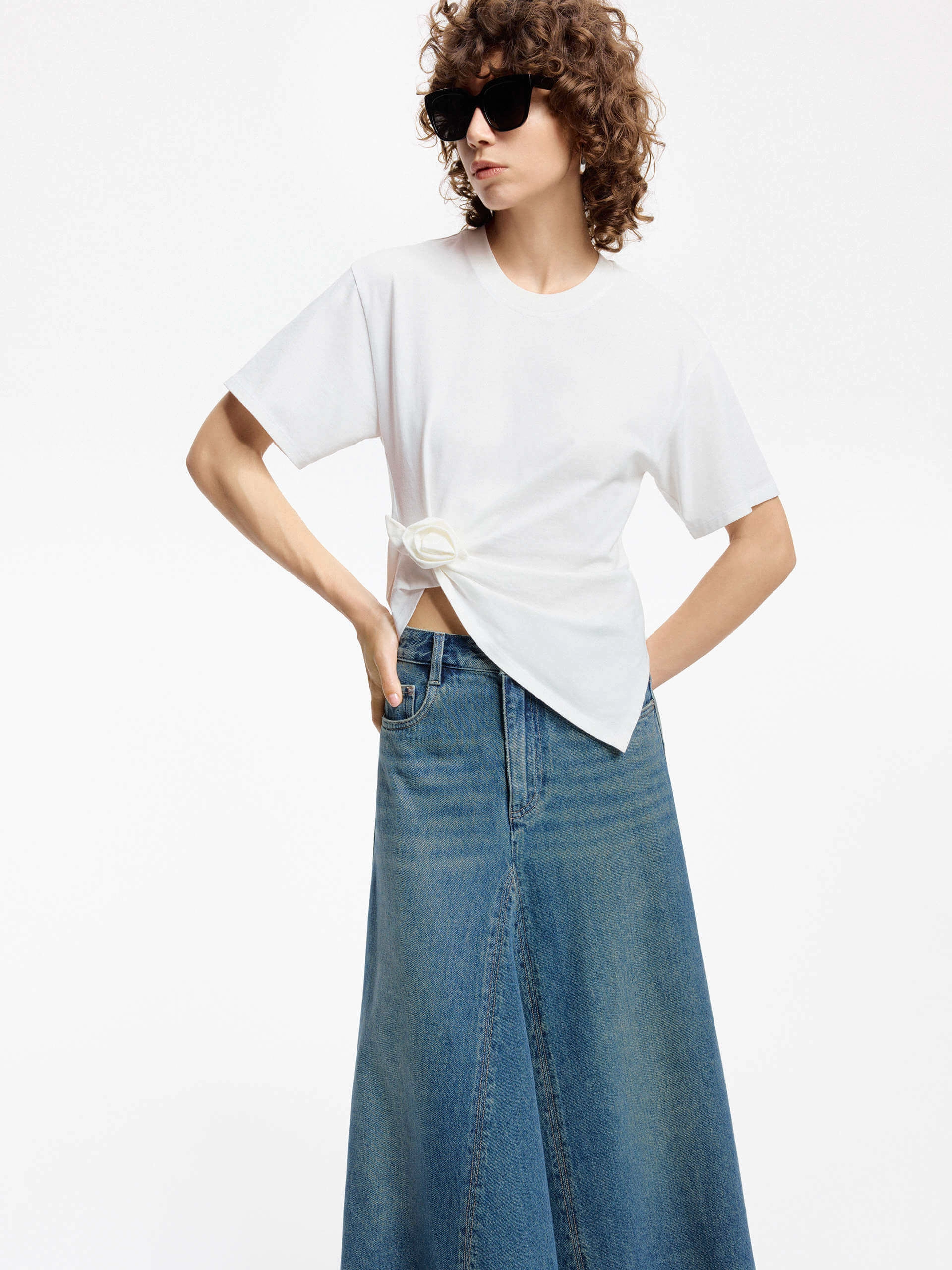 Rose Knot Cotton T-shirt Perfect Layer Wear Essential Piece