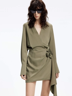 Easy Layers Vintage Style Rose Knot Satin Dress