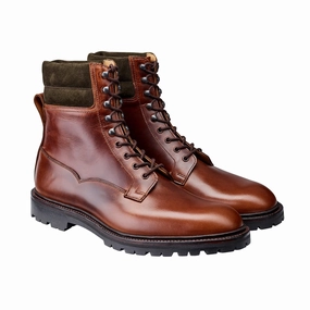 Ross Chocolate Hurricane Hide & Earth Green Suede Collar Breathable Work Commute