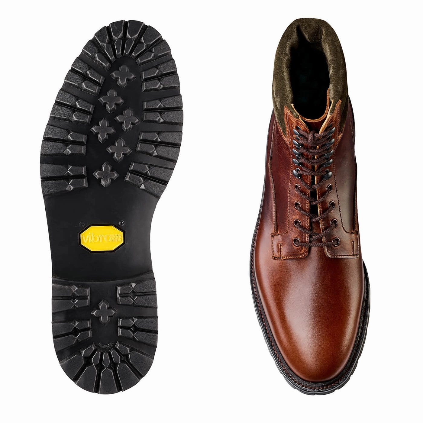 Minimal Color Ross Chocolate Hurricane Hide & Earth Green Suede Collar