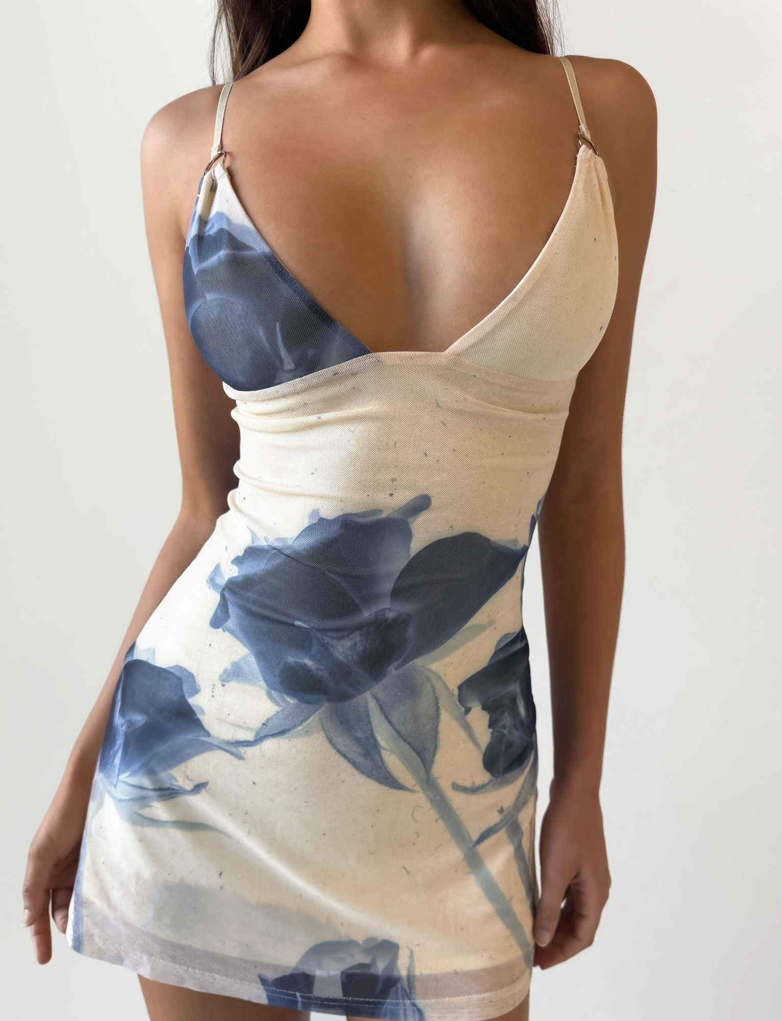 ROSY MINI DRESS - INDIGO FLORAL Chic Design Effortless Vibe