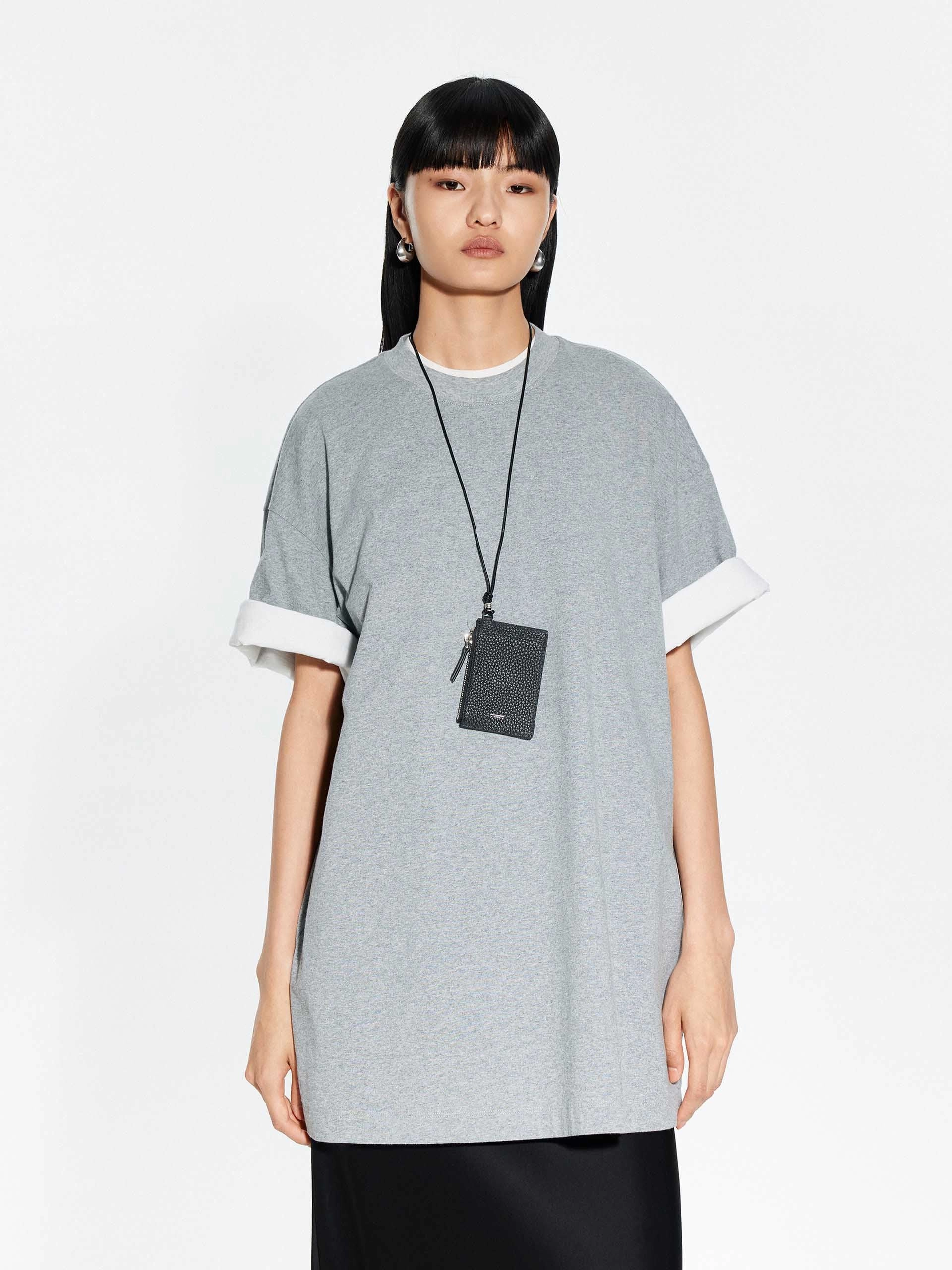 Round Neck Midi Length T-shirt Street Trendy
