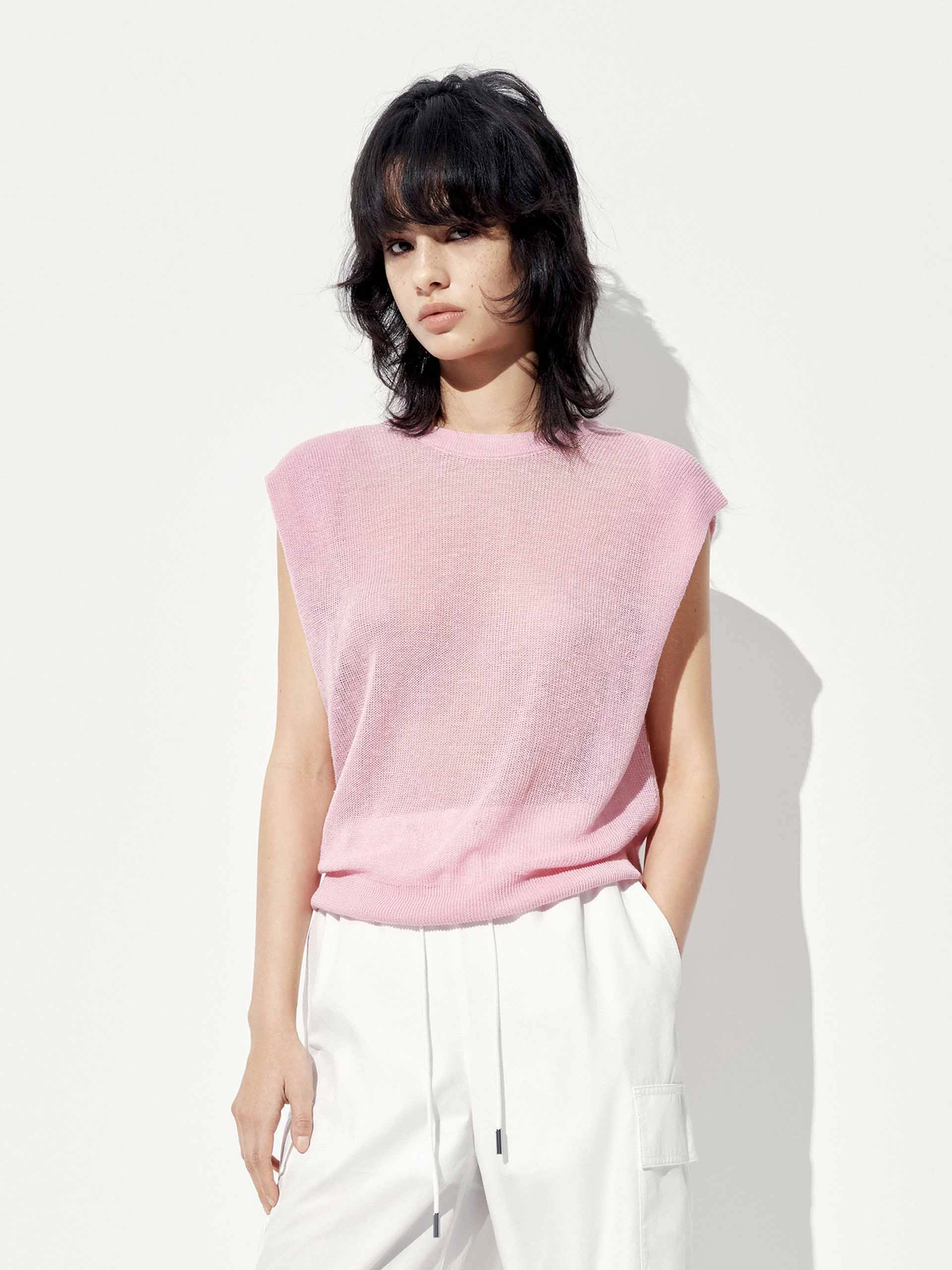 Relaxed Look Round Neck Sleeveless Top