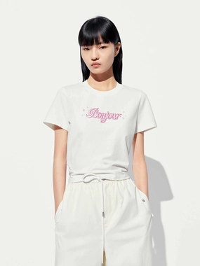 Round Neck Slim Fit T-shirt Soft Material Fashion Top