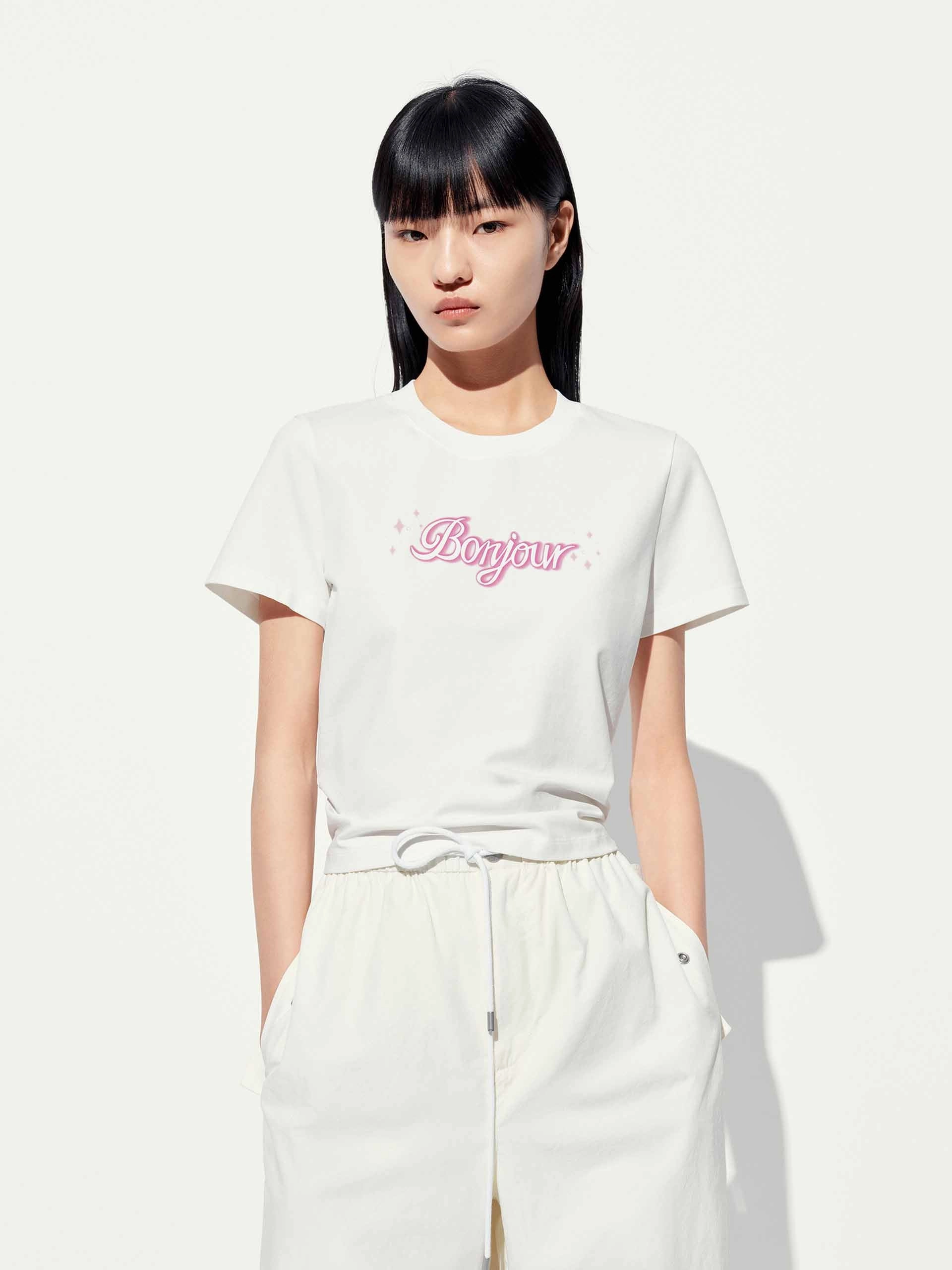Relaxed Wear MinimalBranding Round Neck Slim Fit T-shirt