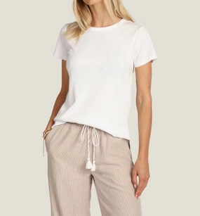 Plush Interior Rowan Rib Crew Neck Tee In White