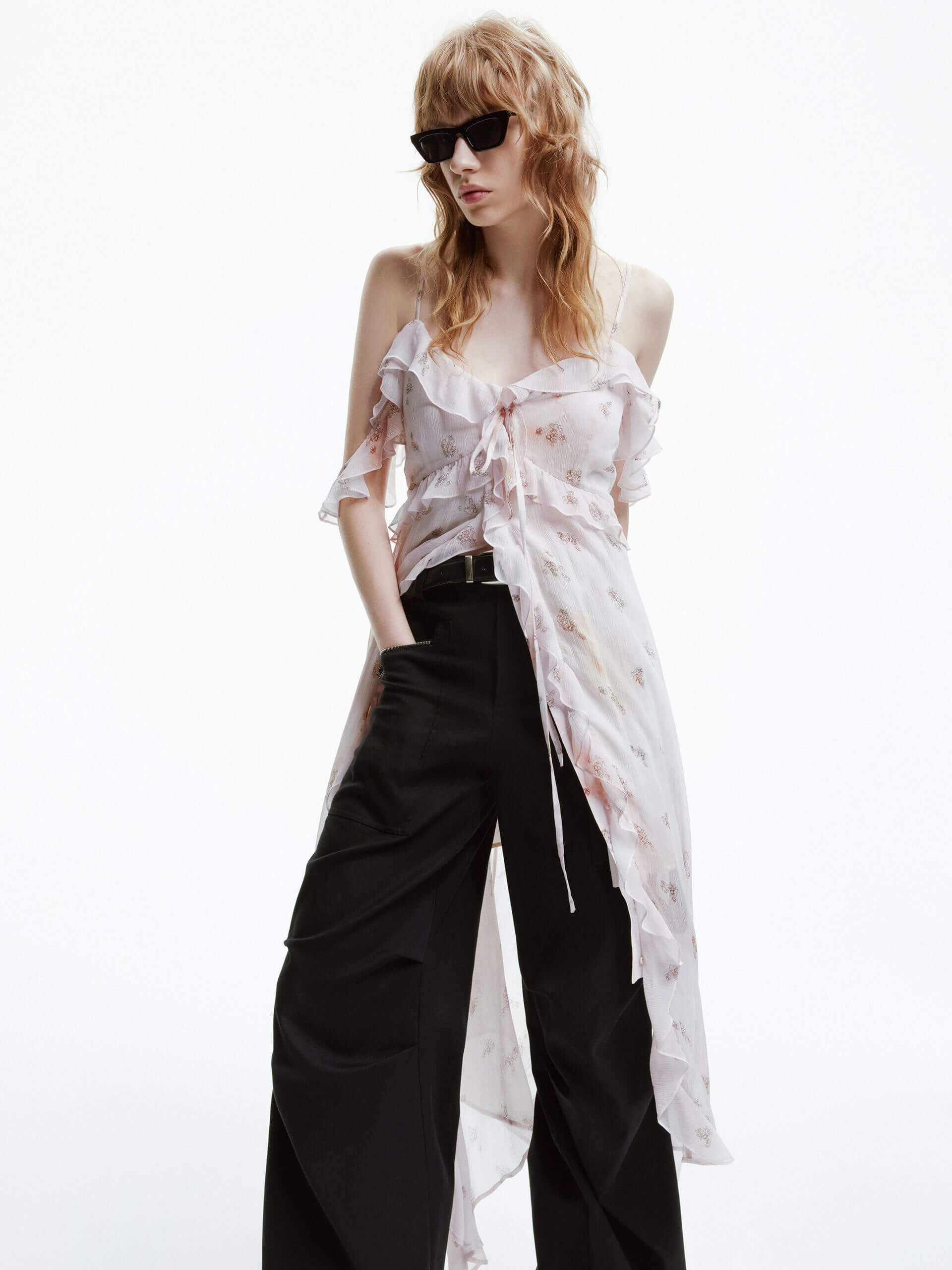 Ruffle Chiffon Midi Dress Breath Ease