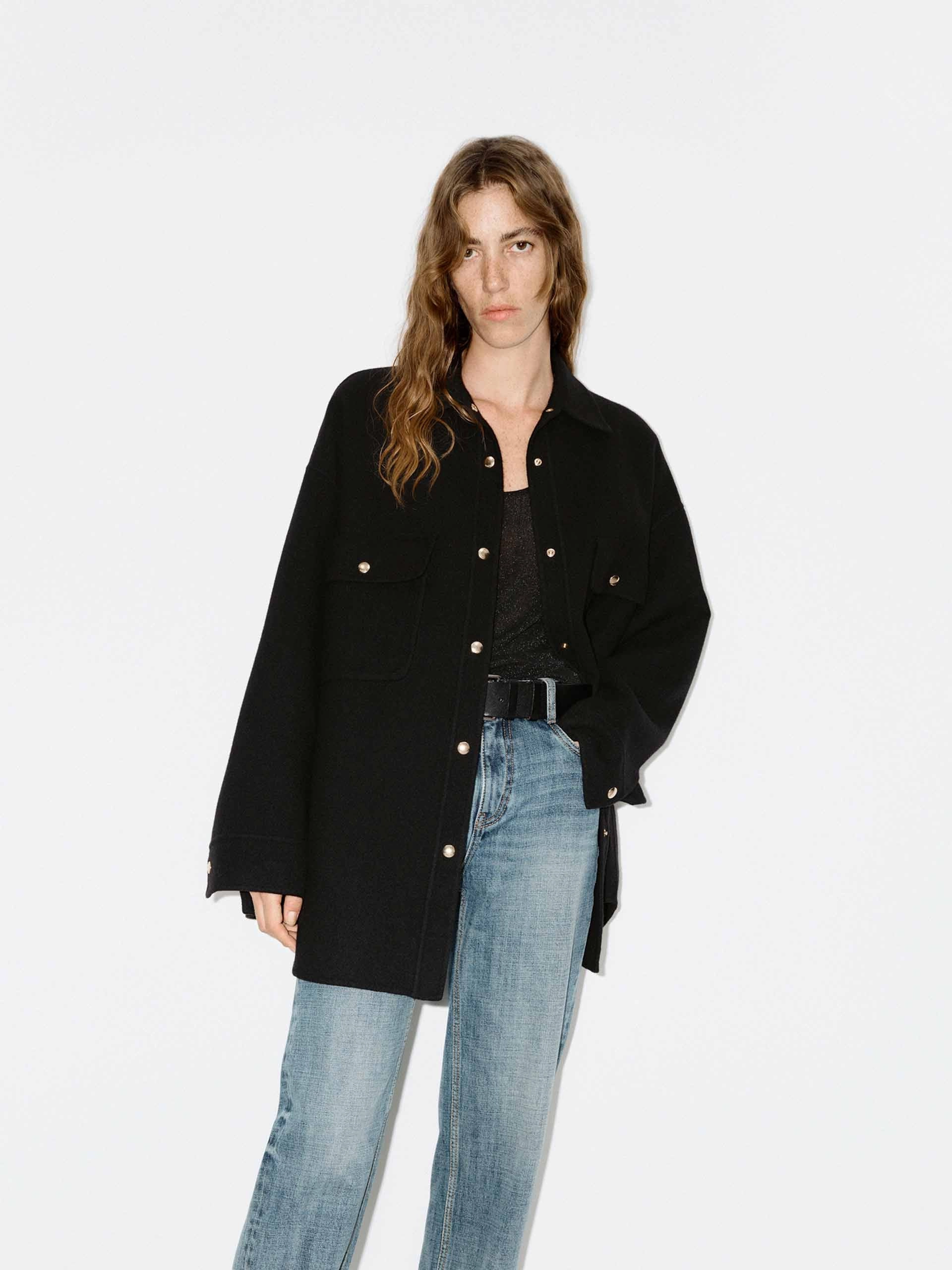 Compression Fit AntiStaticLayer Oversized Wool Overshirt
