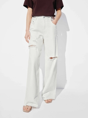 Distressed Raw Hem Jeans Soft Texture Chill Vibes