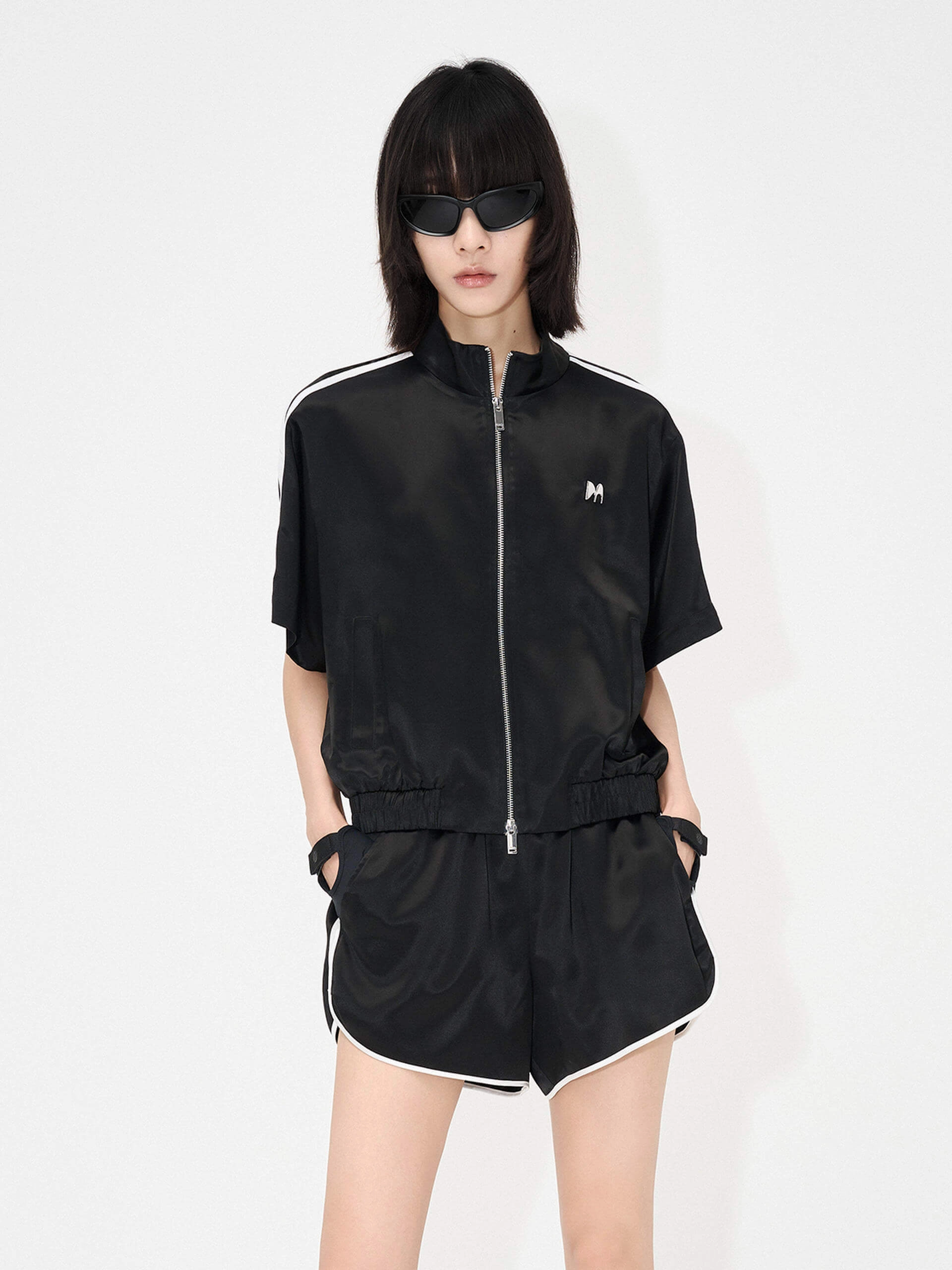 Satin Casual Jacket FlexibleCollarStructure