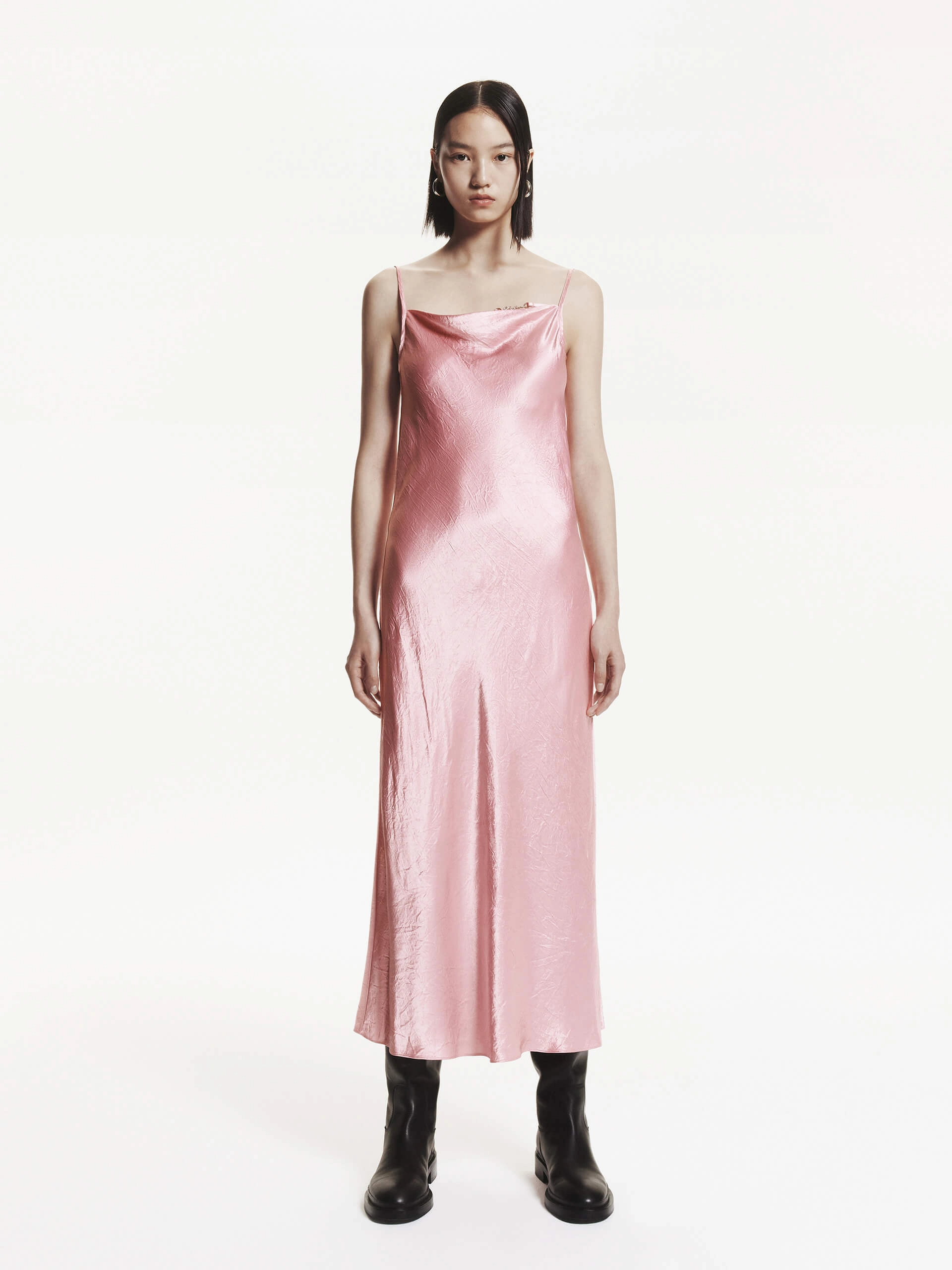 Sharp Fit Satin Midi Cami Dress