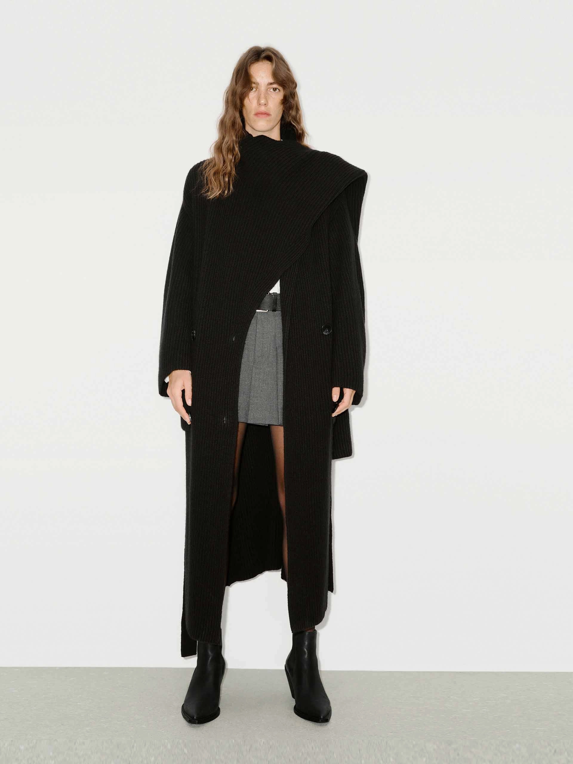 Scarf Collar Longline Cardigan FlexibleLayeredConstruction DurableZipper