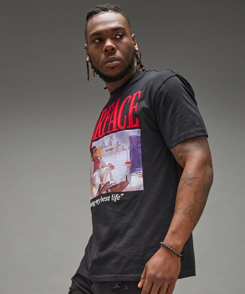 Variable Tension Adjustment HighElasticity Thread Scarface Best Life Short Sleeve Tee