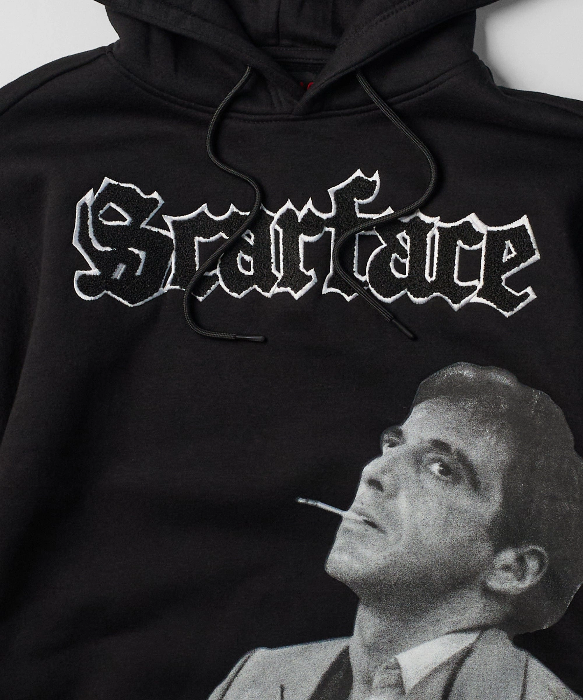Odor Control Technology Stretch Fit Top Scarface Old English Chenille Hoodie - Black