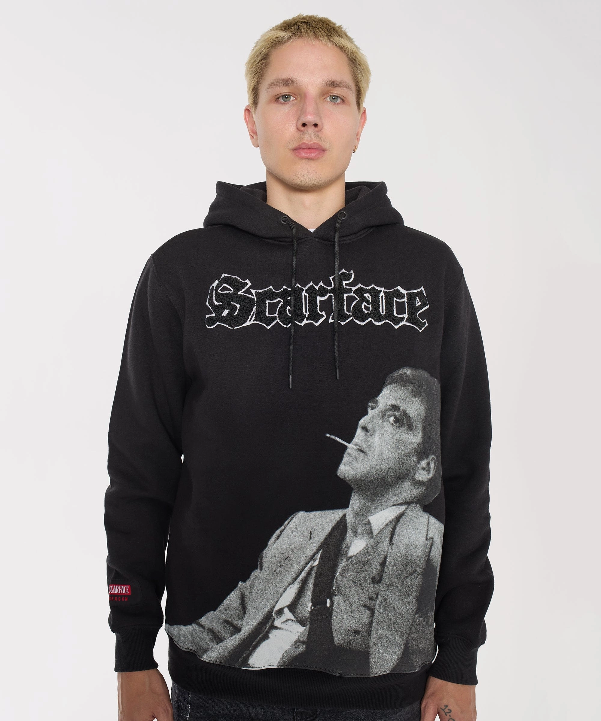 Scarface Old English Chenille Hoodie - Black Simple Cut