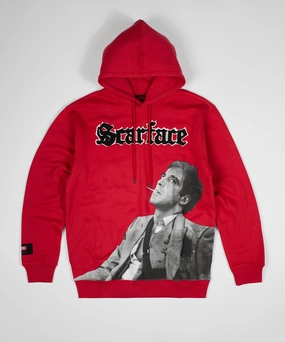 Scarface Old English Chenille Hoodie - Red AbrasionResistantEdging