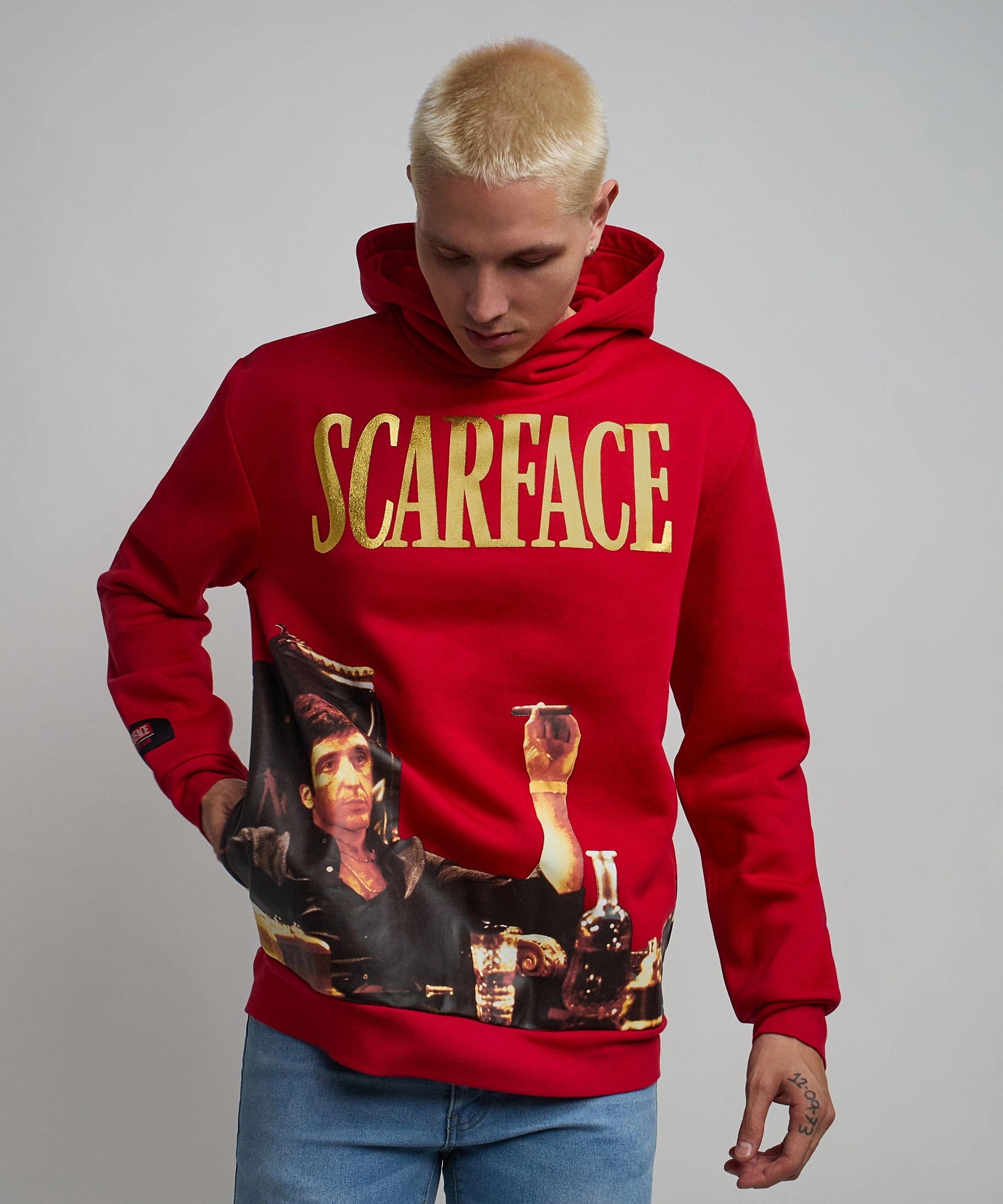 Scarface Photo Print Hoodie - Red Fashion Blouse AntiPillingFinish