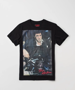Scarface? Portrait Short Sleeve Tee - Black Temperature Control Technology NoSlipGripperBand