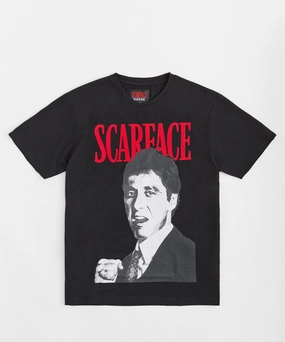 EcoDyeProcess NonFade Dye Scarface Poster Chenille Patched Short Sleeve Tee - Black