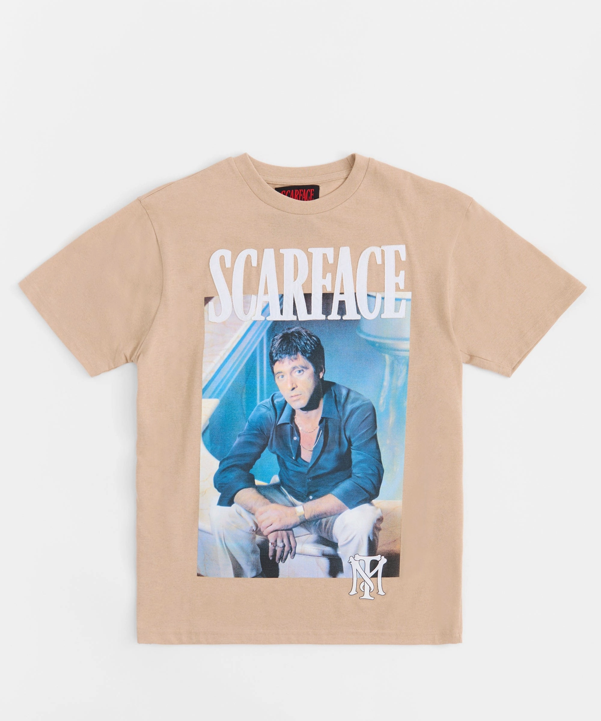 Light Deflection Fabric RibbedTrims Scarface Short Sleeve Tee - Khaki
